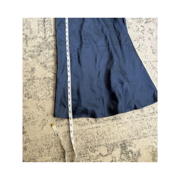 NWOT Lulus Distinctive Charm Slate Blue Satin Asymmetrical Maxi Dress Size S - Picture 6 of 7